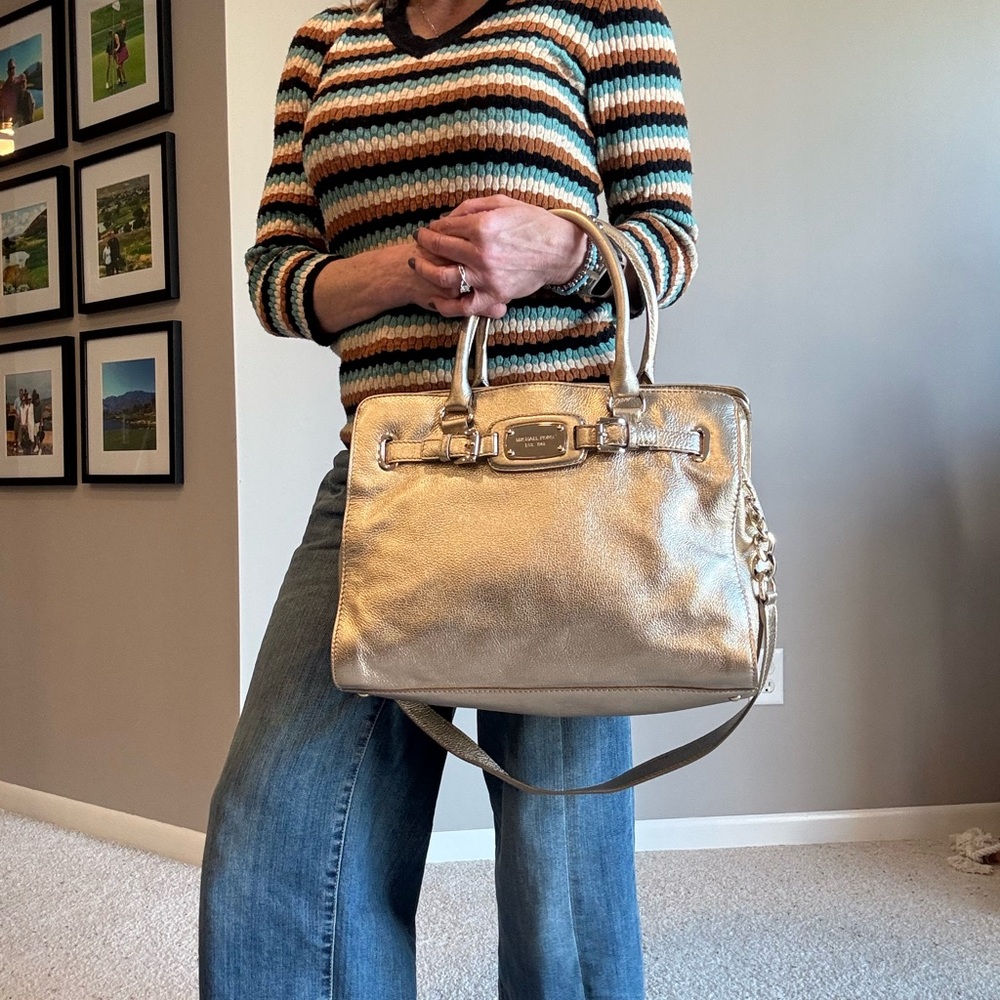 Michael Kors Gold Satchel with Gold Hardware